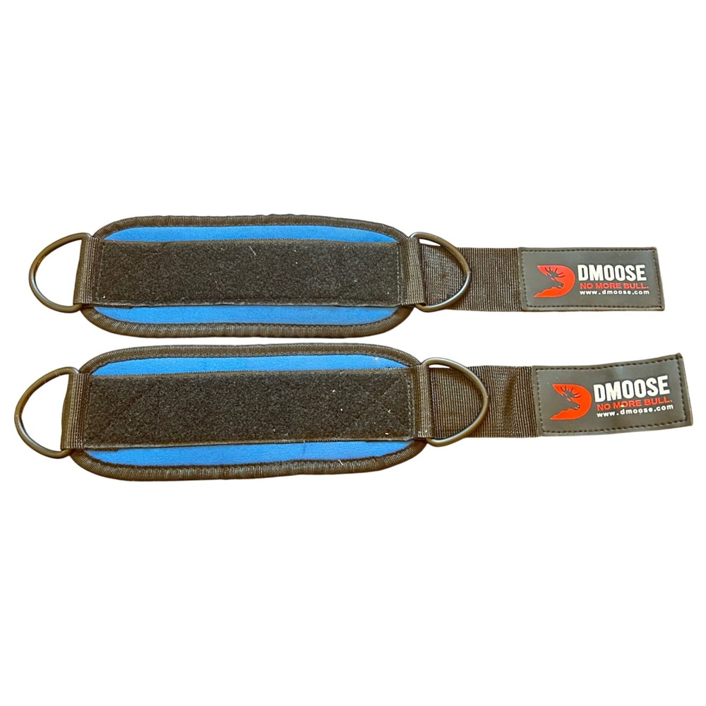 DMoose 2 Ankle Straps Unisex Blue Black Padded Cable Machine Attachment